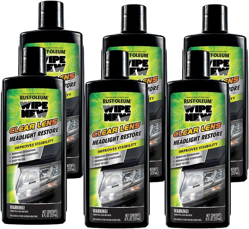 Wipe New Rust-Oleum 381403-6PK Clear Lens Headlight Restore, 8 oz, 6 Pack - Image 1